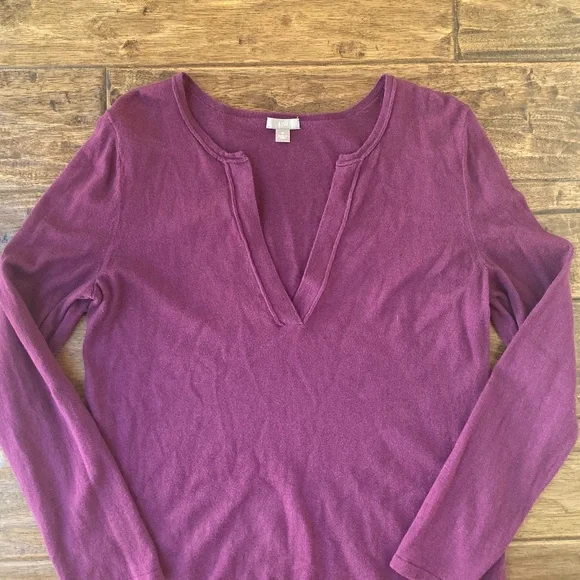 J.Jill Sweater Pullover V Neck Women's Medium Cotton Cashmere - Picture 3 of 9